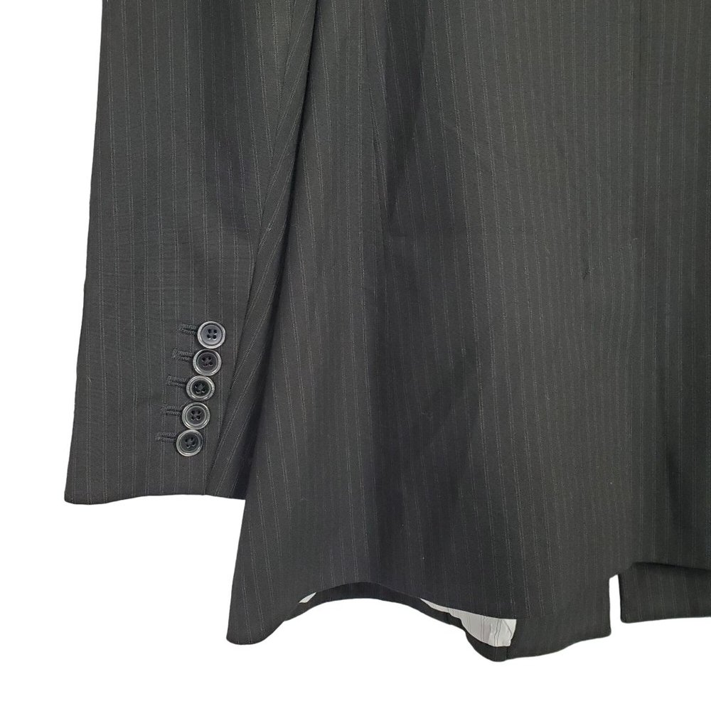 Chico's 3 Size XL Jacket Blazer Menswear Inspired Pinstripe Lined Pockets Black - Picture 9 of 9